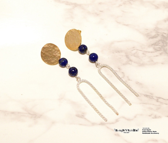 Ethnic U chain pierce lapis lazuli 2枚目の画像