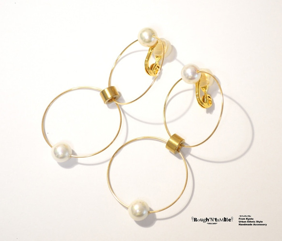 Akoya pearl W ring pierce white 第3張的照片