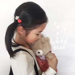 Love Bear くまさんと名入れハートのヘアゴム 2枚目の画像