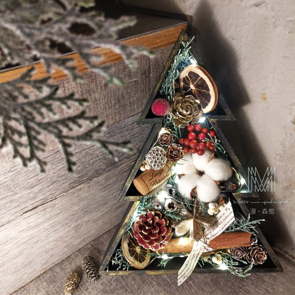 【漫。森態】聖誕樹造型禮盒/乾燥花/聖誕樹木盒 第1張的照片