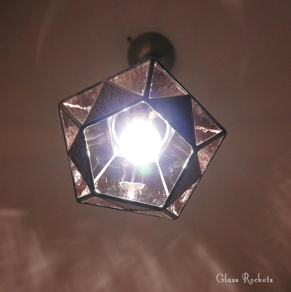 新作 ダイヤランプ パープル ステンドグラス 照明 ランプ ペンダント 5枚目の画像