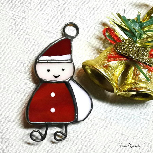 ステンドグラス サンタのお家 （受注作品） ステンドグラス サンタのお家 （受注作品）（生徒さんの作品