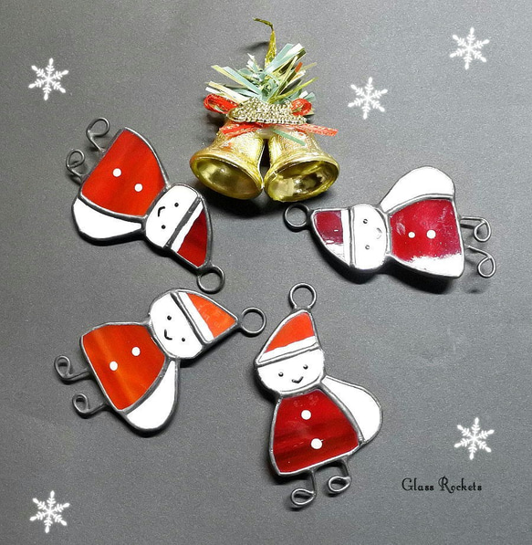 サンタ くん♪ マグネット ステンドグラス クリスマス サンタクロース 2枚目の画像