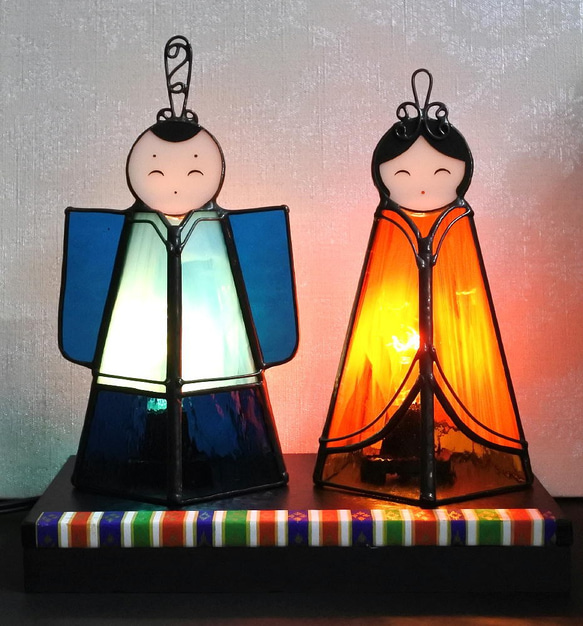 雛人形　ステンドグラス　LED 間接 照明　インテリア　ひな祭り 雛人形ステンドグラスLED 間接 照明インテリアひな祭り