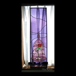 美女と野獣 モチーフの薔薇 ステンドグラスパネル 窓 ドア 壁 用 オーダー 1枚目の画像