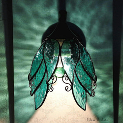 天使の エメラルドらんぷ ステンドグラス ブラケットライト ランプ 照明 2枚目の画像