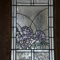 送料無料 芍薬 シャクヤク ステンドグラス パネル 窓 ドア 壁 建築用 3枚目の画像