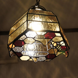 みつばち ハチの巣 ミツバチのランプ ステンドグラス 照明 ランプ ペンダント 1枚目の画像