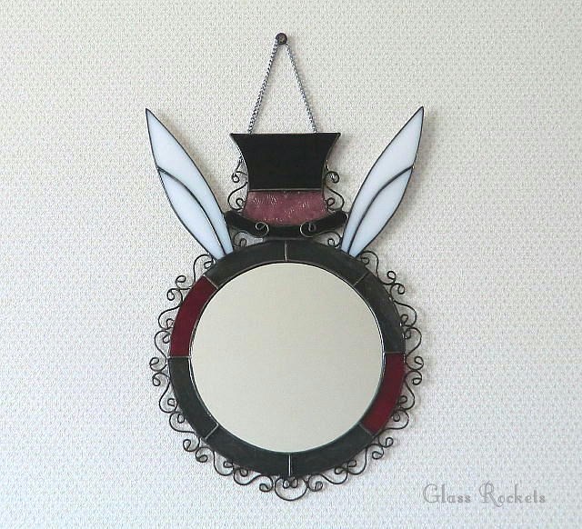 アリス ウサギ 鏡 ステンドグラス ミラー ギフト