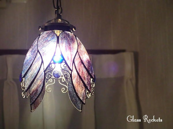 天使の紫のらんぷ」 ステンドグラス 照明 ランプ ペンダント