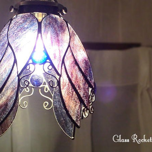天使の紫のらんぷ」 ステンドグラス 照明 ランプ ペンダント
