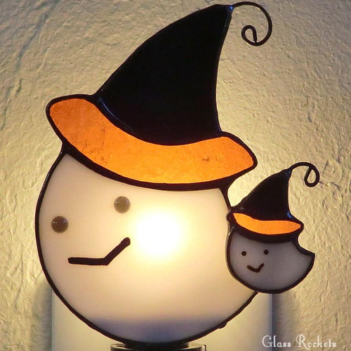 親子のハロウィンおばけ♪ ステンドグラス ランプ スタンド