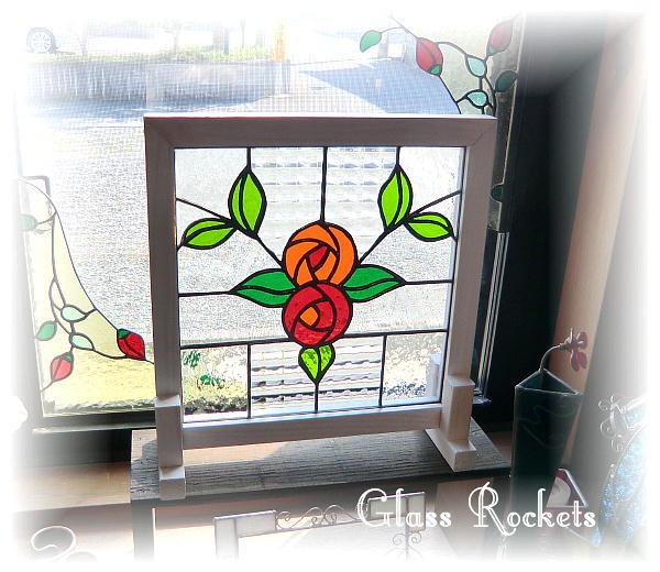 ステンドグラスパネル住宅用　SDーローズロンデルパネル(1167)1282 ステンドグラスパネル住宅用　SDーローズロンデルパネル(1167)1282