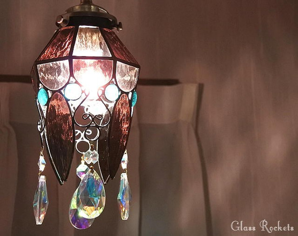 オーロラの雫 ペンダントランプ ステンドグラス 照明 2枚目の画像