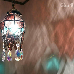 アンティーク ステンドグラスネジレパープルペンダントシーリングランプ 紫（パープル） シーリングライト・ペンダントライト のおすすめ人気