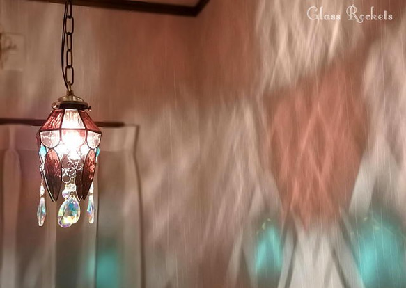 オーロラの雫 ペンダントランプ ステンドグラス 照明 4枚目の画像