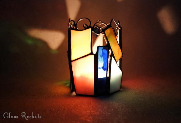 一点物 夢の欠片  キャンドル ランプ ステンドグラス 3枚目の画像