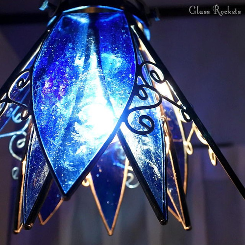 青い星のランプ ステンドグラス ペンダント 照明 ライト