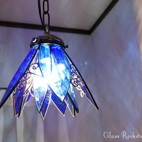 青い星のランプ ステンドグラス ペンダント 照明 ライト