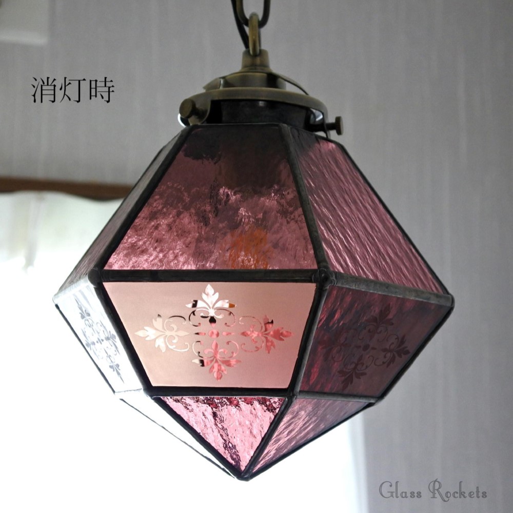 LED電球付き ユリの文様のランプ ステンドグラス ペンダント 照明 ライト LED電球付き ユリの文様のランプ ステンドグラス ペンダント 照明 ライト