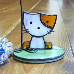 蚊取り　釣り吉ミーちゃん  猫 ステンドグラス 3枚目の画像
