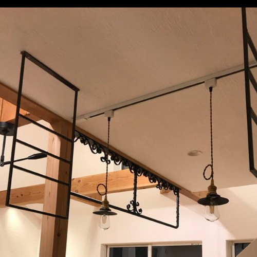 アイアン 天井吊り棚 アイアンシェルフ 高さ50cm ブラケット フレーム