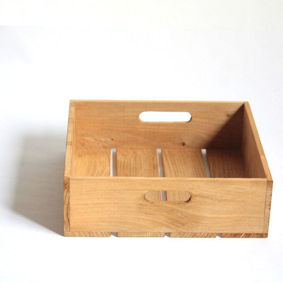 *リサイクルウッドボックスtype/aサイズL 持ち手穴付き　木箱　収納　 2枚目の画像