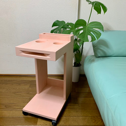 サイドテーブル コンパクト ピンク 1枚目の画像