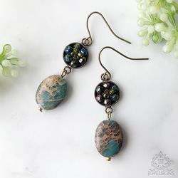 【Mhe-097a】mosaic/vintage seeds＋green jasper 1枚目の画像