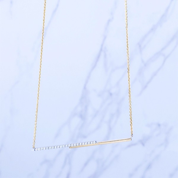 18Kゴールド対応ダブルラインパヴェネックレス