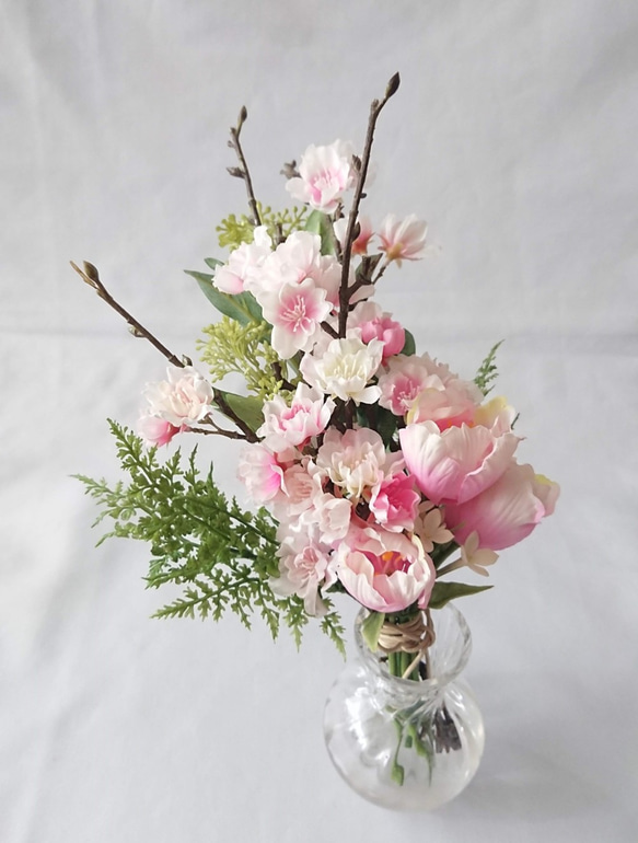 【再販】桜とチューリップ 春のミニブーケ（花束） 4枚目の画像