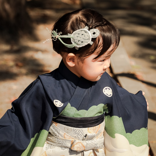 亀くんの髪飾り(パッチン留め)七五三、成人式、結婚式 ヘアピン