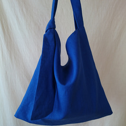 リネンのワンハンドルバッグ ■青■ 3枚目の画像