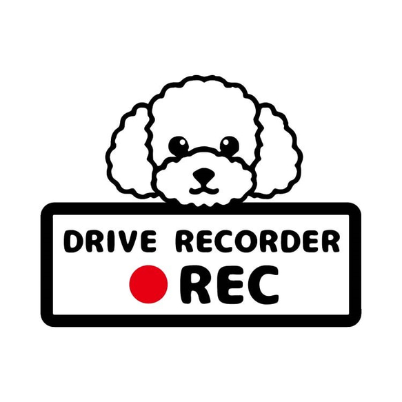 ドライブレコーダー　搭載　ドラレコ　ステッカー　犬　トイプードル　159D 2枚目の画像