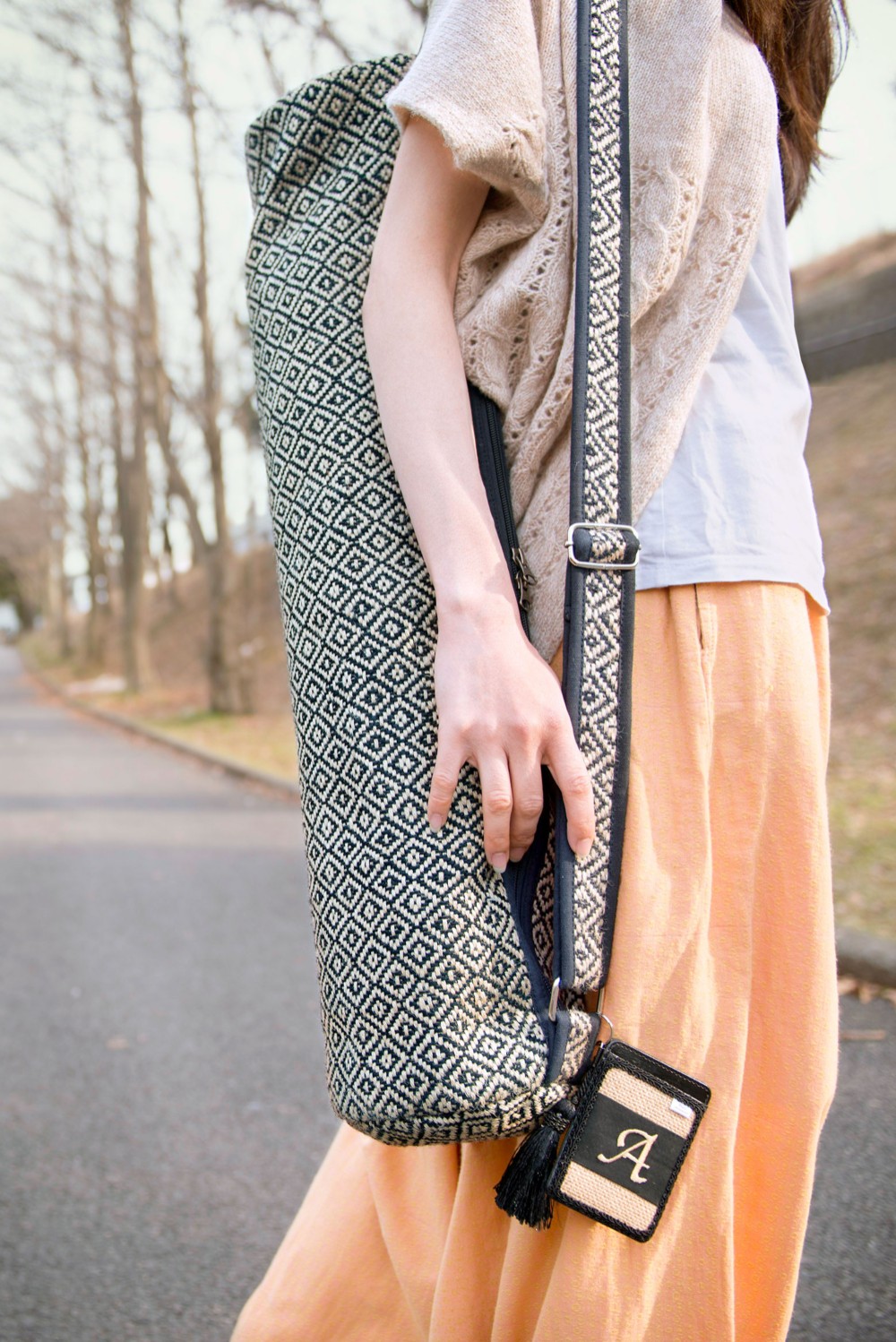 麻ジュートヨガバッグフェアトレード　ブラック