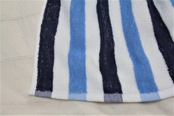 タオルエプロン　青×白チェック＆ストライプ2枚組 5枚目の画像