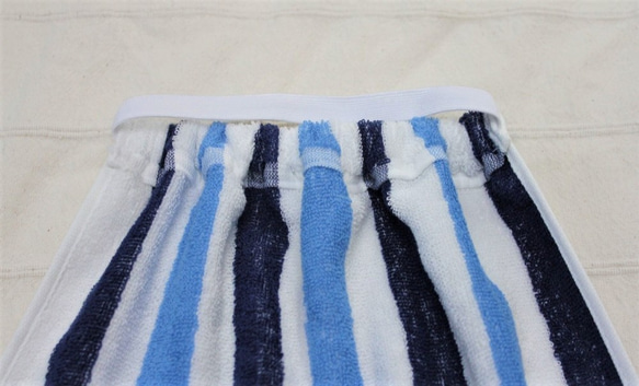 タオルエプロン　青×白チェック＆ストライプ2枚組 6枚目の画像