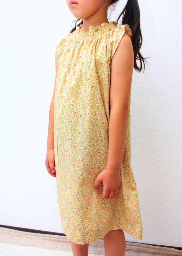 花柄ワンピース 黄色 子供服 pikilala 通販 5822348｜Creema