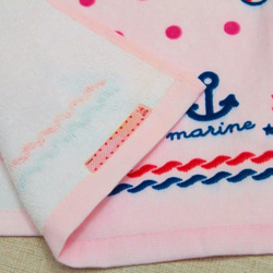 タオルエプロン（二つ折り）marine(ピンク色） 3枚目の画像