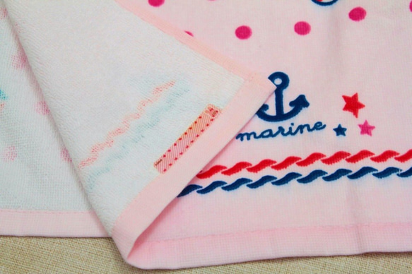 タオルエプロン（二つ折り）marine(ピンク色） 3枚目の画像