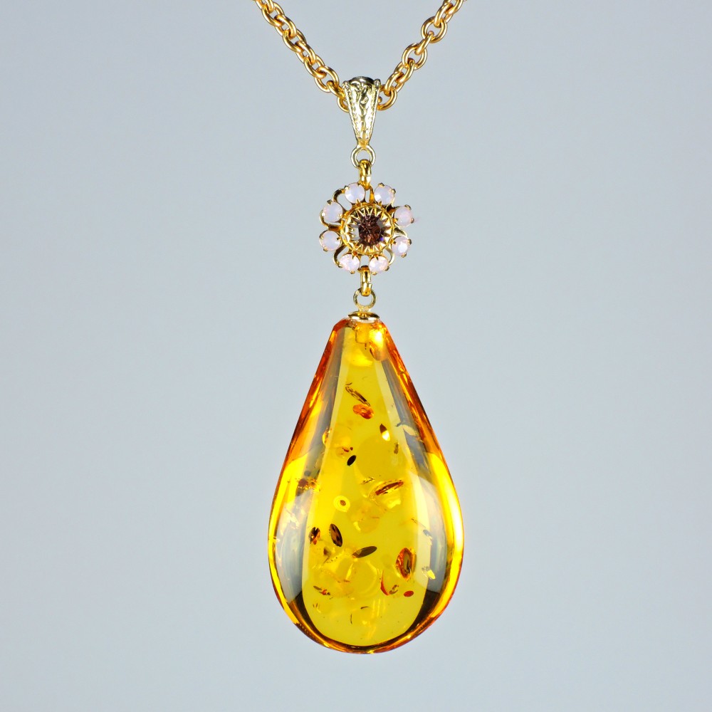 天然琥珀の澄みわたる透明感！満ち溢れる輝き！！：POEA069156