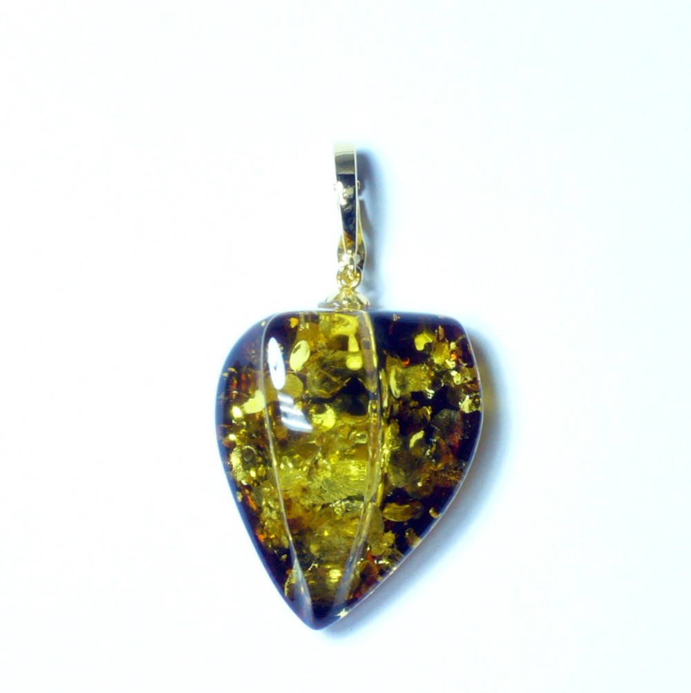 天然琥珀とSV925・美しい立体感、魅せる輝きのペンダントトップ：PIBC056140