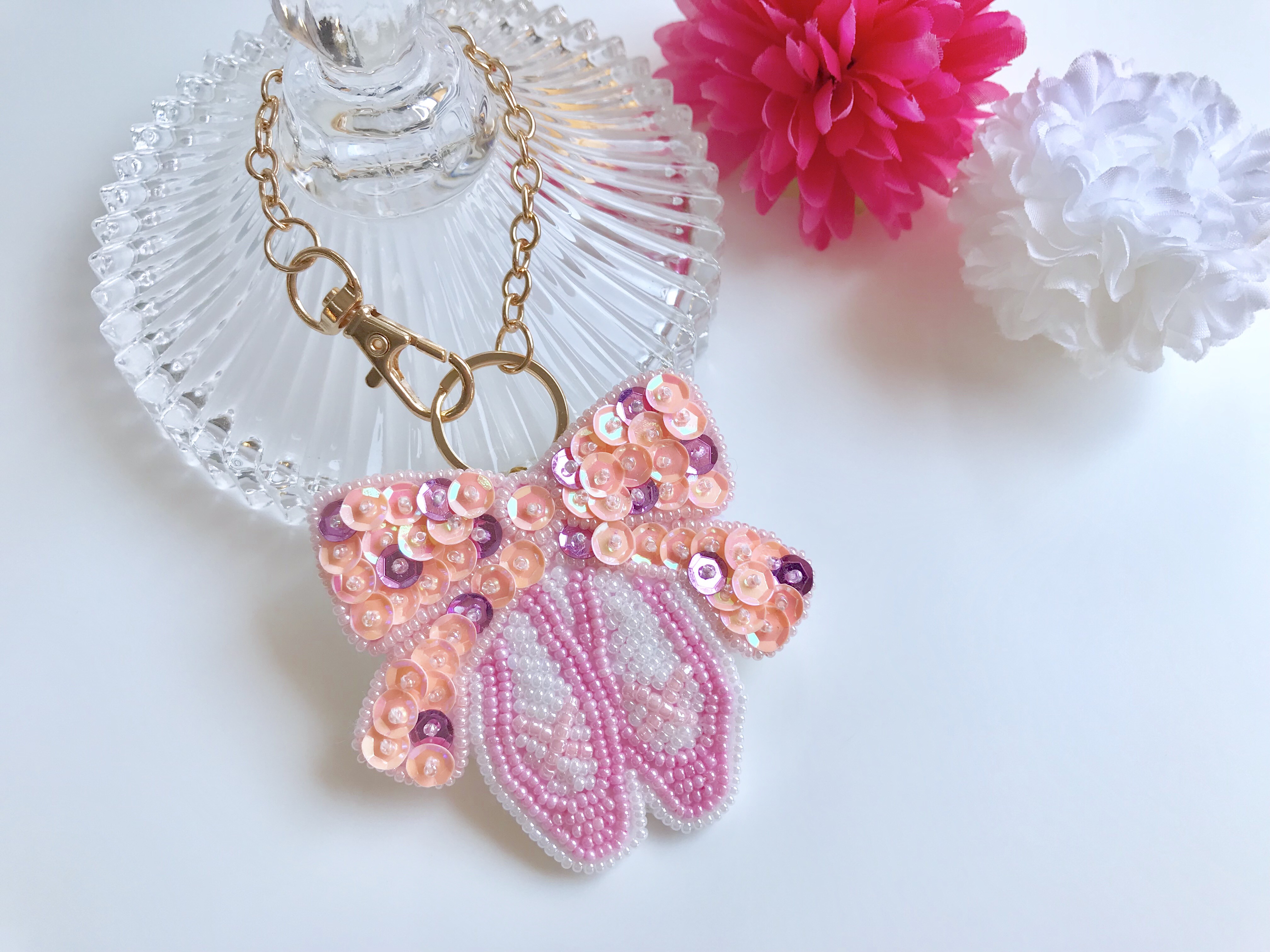 リュウキュウアカショウビン】ビーズ刺繍ブローチバッグチャーム