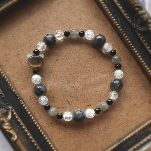 癒しのオルゴナイト❤️オニキス＋ラブラドライトのハート型♡ シルバーラブラドライト／オニキスチャーム | agete/アガット | 三越