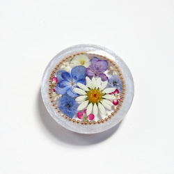 紫陽花×ノースポール　 ヘアゴム /ブローチ　  (ポニーフック) 1枚目の画像