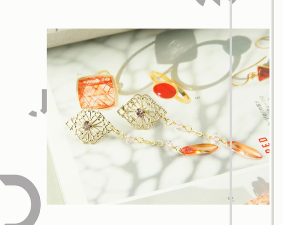 施華洛世奇水晶 x 捷克工藝彩珠共譜的-維多麗亞 職人手作矽膠耳夾 第4張的照片