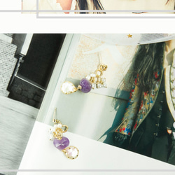 日本素材文青設計師手作 水晶之雪 針式耳環AG Fashion 第8張的照片