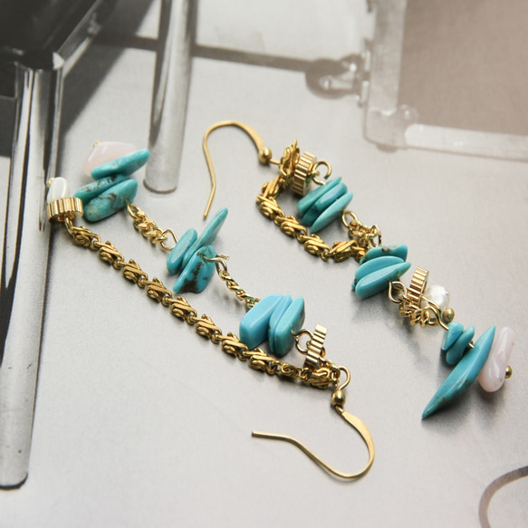 Stunning Brass Accessory Series - Hikari Turquoise. Opal .Fr 1枚目の画像