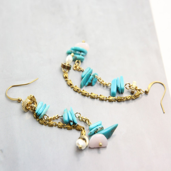 Stunning Brass Accessory Series - Hikari Turquoise. Opal .Fr 4枚目の画像