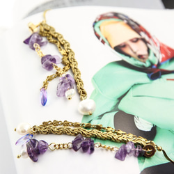 絕色黃銅系列- 紫水晶.天然珍珠.歐洲彩珠與黃銅 光耳飾AG FASHION 第1張的照片